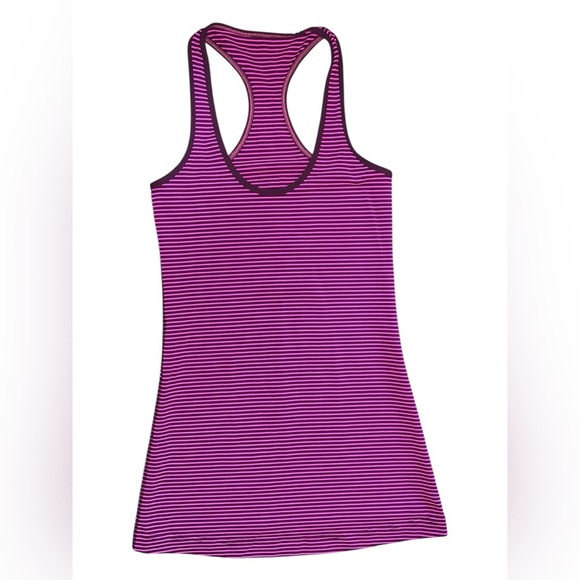 Lululemon Pink Striped Racerback Tank Top – Size 4 - Picture 1 of 2